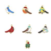 Zinc Alloy Enamel Pendants, Bird, gold color plated, DIY 