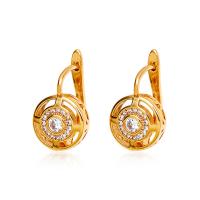 Brass Lever Back Earring, Round, plated, fashion jewelry & micro pave cubic zirconia & for woman 