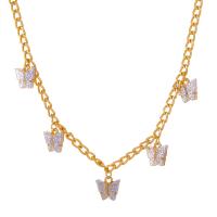 Zinc Alloy Necklace, with Sequins, Butterfly, KC gold color plated, fashion jewelry & for woman, golden 