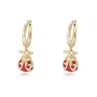 Huggie Hoop Drop Earring, 925 Sterling Silver, Ladybug, plated, for woman & enamel 