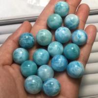 Larimar Beads, Round, polished, DIY & no hole, sea blue, 16mm 