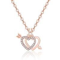 Cubic Zircon Micro Pave Brass Necklace, with 5cm extender chain, Heart, plated, fashion jewelry & micro pave cubic zirconia & for woman & hollow cm 