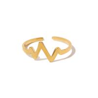 Partículas de acero Anillo de dedo Cuff, Electrocardiográficos, Recubrimiento iónico al vacío, Joyería & para mujer, dorado, 19x7mm, Vendido por UD