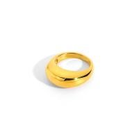 Anillo de dedo de acero Titanium de, Partículas de acero, Donut, Recubrimiento iónico al vacío, Joyería & diverso tamaño para la opción & para mujer, dorado, tamaño:6-8, Vendido por UD