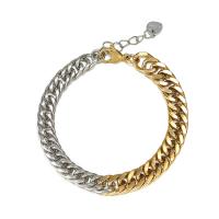 Stainless Steel Chain Bracelets, 304 Stainless Steel, with 1.18 inch extender chain, Vacuum Ion Plating, Unisex, two different colored Approx 6.3 Inch 