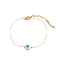 Evil Eye Bracelet Bijoux, Acier inoxydable 304, avec coquille, avec 1.96 inch chaînes de rallonge, Placage ionique sous vide, pour femme & émail, doré Environ 6.3 pouce, Vendu par PC