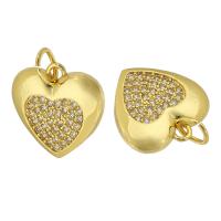 Colgante de Micro Pavé de Zirconía Cúbica, metal, Corazón, chapado en color dorado, Joyería & Bricolaje & micro arcilla de zirconia cúbica & para mujer, dorado, 13x13x2mm, agujero:aproximado 3.5mm, Vendido por UD