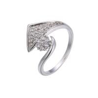 Cubic Zirconia Micro Pave Brass Finger Ring, with Cubic Zirconia & for woman, silver color 