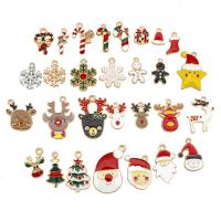 Zinc Alloy Christmas Pendants, gold color plated, Christmas Design & DIY & enamel & with rhinestone 