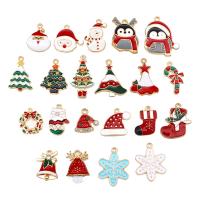 Zinc Alloy Christmas Pendants, gold color plated, Christmas Design & DIY & enamel & with rhinestone 