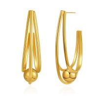 Brass Stud Earring, 18K gold plated, fashion jewelry & for woman, golden 