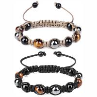 Edelstein Armbänder, Obsidian, mit Terylen Schnur & Tigerauge & Hämatit, rund, handgemacht, Modeschmuck & unisex & einstellbar, keine, 8mm, Länge:17-25 cm, verkauft von PC