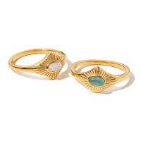 Partículas de acero anillo, con Ojo de gato, Recubrimiento iónico al vacío, Joyería & diverso tamaño para la opción & para mujer, más colores para la opción, 10mm, tamaño:6-8, Vendido por UD