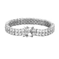 Zirkonia Zink-Legierung Armband, Zinklegierung, silberfarben plattiert, Modeschmuck & unterschiedliche Länge der Wahl & unisex & Micro pave Zirkonia, Silberfarbe, 10mm, verkauft von PC