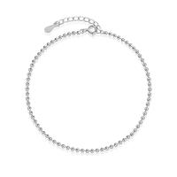 Plata de ley 925 pulsera tobillera, chapado en platina real, Ajustable & para mujer, color original, 245mm, Vendido por UD