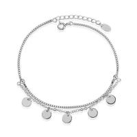 Plata de ley 925 pulsera tobillera, chapado en platina real, Ajustable & para mujer, color original, 220mm, Vendido por UD