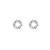 Silver Earring Zircon pavent Sterling, Argent sterling 925, Plaqué de platine, pavé de micro zircon & pour femme, couleur originale Vendu par paire