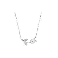 Zircon cubique Micro Pave collier en argent sterling, Argent sterling 925, avec Oeil de chat, Tulip, Placage, pavé de micro zircon & pour femme, plus de couleurs à choisir cm, Vendu par PC