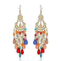 Fashion Fringe Earrings, Zinklegierung, mit Seedbead, Geometrisches Muster, goldfarben plattiert, Bohemian-Stil & für Frau & hohl, keine, 40x110mm, verkauft von Paar