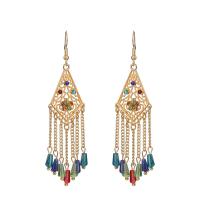 Fashion Fringe Earrings, Zinklegierung, Geometrisches Muster, goldfarben plattiert, Bohemian-Stil & für Frau & mit Strass, keine, 65mm, verkauft von Paar