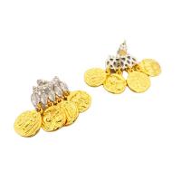 Boucle d'oreille goutte laiton strass, Plaqué d'or 18K, pour femme & avec strass, 20.6mm, Vendu par paire