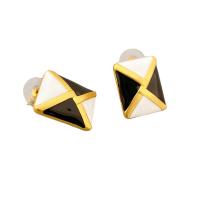 Brass Stud Earring, Envelope, 18K gold plated, for woman & enamel 