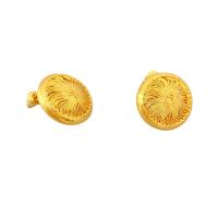 Brass Stud Earring, Flat Round, 18K gold plated, for woman, 12mm 