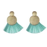 Boucle d'oreille de gland de mode, alliage de zinc, avec Fibre de polyester, Placage de couleur d'or, pour femme, plus de couleurs à choisir Vendu par paire