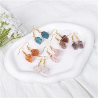 Gemstone Drop Earring, Zinc Alloy, with Gemstone & for woman, golden, 15-20mm 