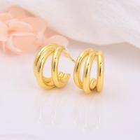 Brass Stud Earring, 18K gold plated & for woman, gold 