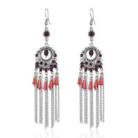 Fashion Fringe Earrings, Zinklegierung, antik silberfarben plattiert, für Frau & mit Strass & hohl, keine, 23x108mm, verkauft von Paar