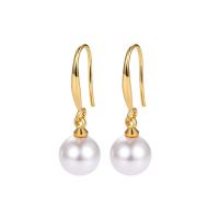 South Sea Shell Drop Earrings, Brass, with Shell Pearl, plated & micro pave cubic zirconia & for woman 