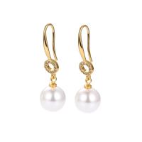 South Sea Shell Drop Earrings, Brass, with Shell Pearl, plated & micro pave cubic zirconia & for woman 