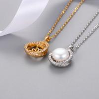 Cultured Freshwater Pearl Brass Pendant, with Freshwater Pearl, plated & micro pave cubic zirconia & for woman 