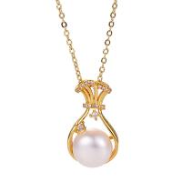 Cultured Freshwater Pearl Brass Pendant, with Freshwater Pearl, plated & micro pave cubic zirconia & for woman 