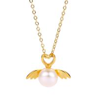 Cultured Freshwater Pearl Brass Pendant, with Freshwater Pearl, plated & micro pave cubic zirconia & for woman 