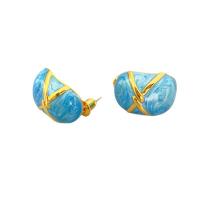 Brass Stud Earring, 18K gold plated, for woman & enamel 