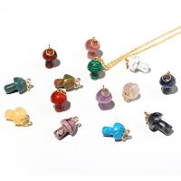 Gemstone Zinc Alloy Pendants, with Zinc Alloy, mushroom, gold color plated, DIY 20mm 