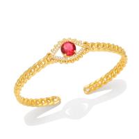 Ouverture Bracelets en cuivre, laiton, Mauvais œil, Plaqué or 18K, pavé de micro zircon & pour femme, plus de couleurs à choisir Vendu par PC