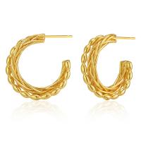 Brass Stud Earring, 18K gold plated, fashion jewelry & for woman, golden 