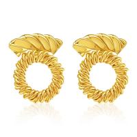 Brass Stud Earring, 18K gold plated, fashion jewelry & for woman, golden, 21.5mm 