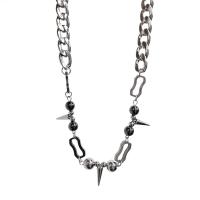 Titanium Steel Jewelry Necklace, polished, fashion jewelry & punk style & Unisex, silver color cm 