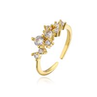 Cubic Zirconia Micro Pave Brass Finger Ring, 18K gold plated, Adjustable & micro pave cubic zirconia & for woman, 18mm 