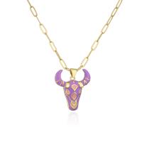 Collier en laiton fait à la main, avec 1.96 inch chaînes de rallonge, Plaqué or 18K, pour femme & émail, plus de couleurs à choisir Environ 17.71 pouce, Vendu par PC