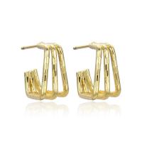 Brass Stud Earring, 18K gold plated & for woman 