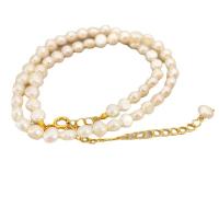 Collier de chaîne en laiton de perles d'eau douce, avec perle d'eau douce cultivée, avec 8cm chaînes de rallonge, Plaqué d'or 18K, pour femme, blanc Environ 38 cm, Vendu par PC