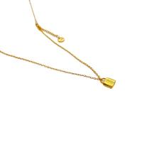 Collier en laiton fait à la main, avec 6cm chaînes de rallonge, cadnas, Plaqué d'or 18K, pour femme & émail Environ 50 cm, Vendu par PC