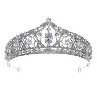 Bridal Tiaras, Zinc Alloy, silver color plated, for woman & with rhinestone, silver color 