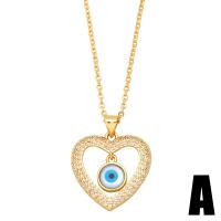 Evil Eye Jewelry Necklace, Brass, with Resin & Plastic Pearl, with 2 extender chain, 18K gold plated & micro pave cubic zirconia & for woman, golden .7 Inch 