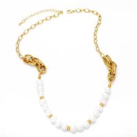 Collier de perles en plastique, laiton, avec perle de plastique, avec 2 chaînes de rallonge, Plaqué or 18K, pour femme, doré .7 pouce, Vendu par PC